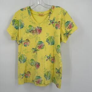 Fresh Produce Womens T Shirt XL Coastal Seashell Starfish Beachy Boho Vacation